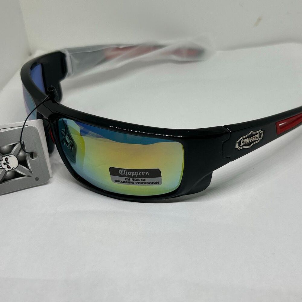 Choppers Wraparound Mirrored Sunglasses UV400 Biker Motorcycle Riding NWT